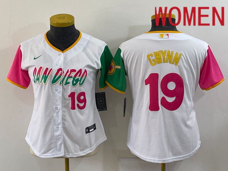 Women San Diego Padres #19 Gwynn White City Edition Nike 2022 MLB Jersey->los angeles angels->MLB Jersey